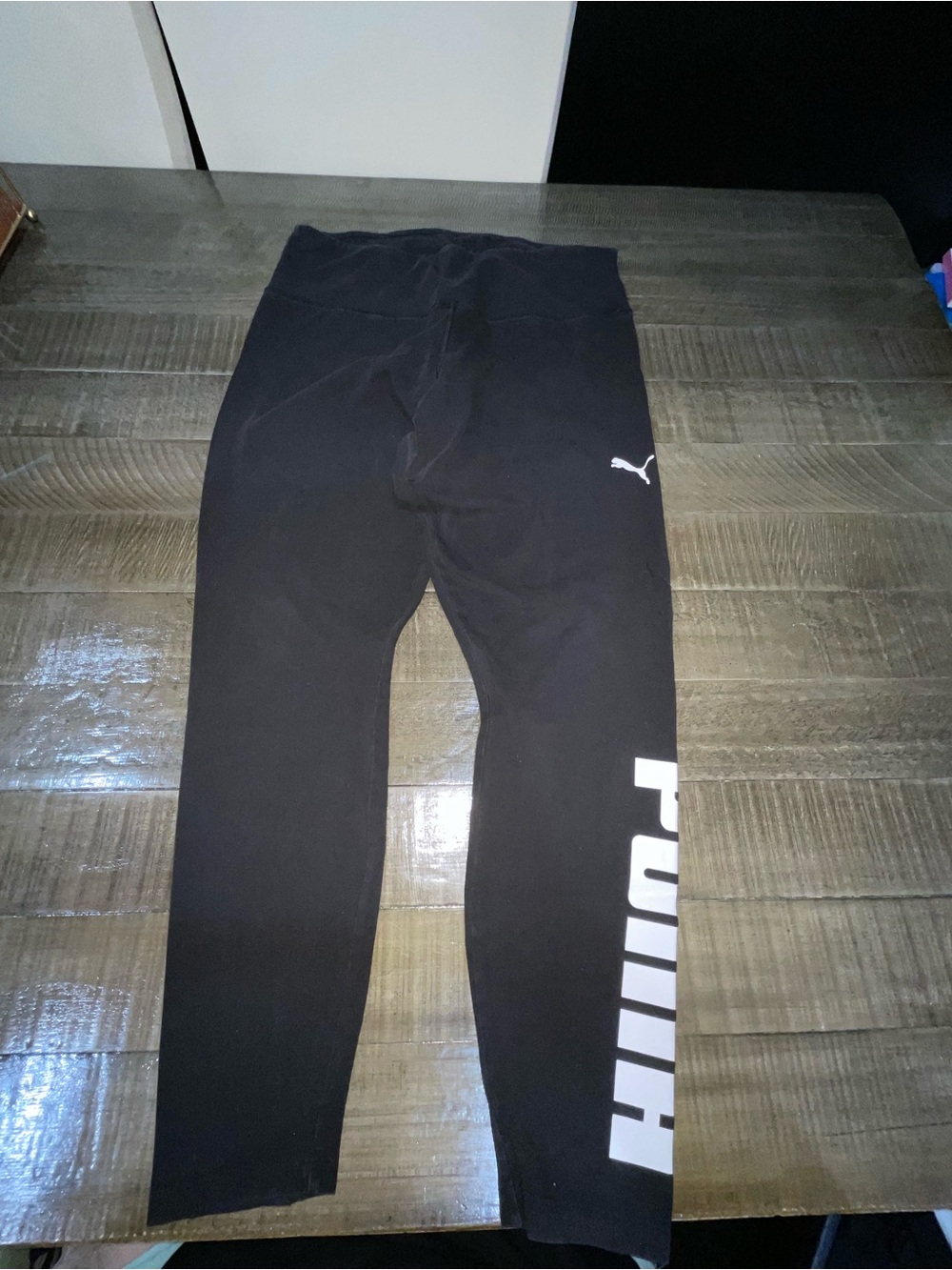 Puma Black Leggings with White Side Logo